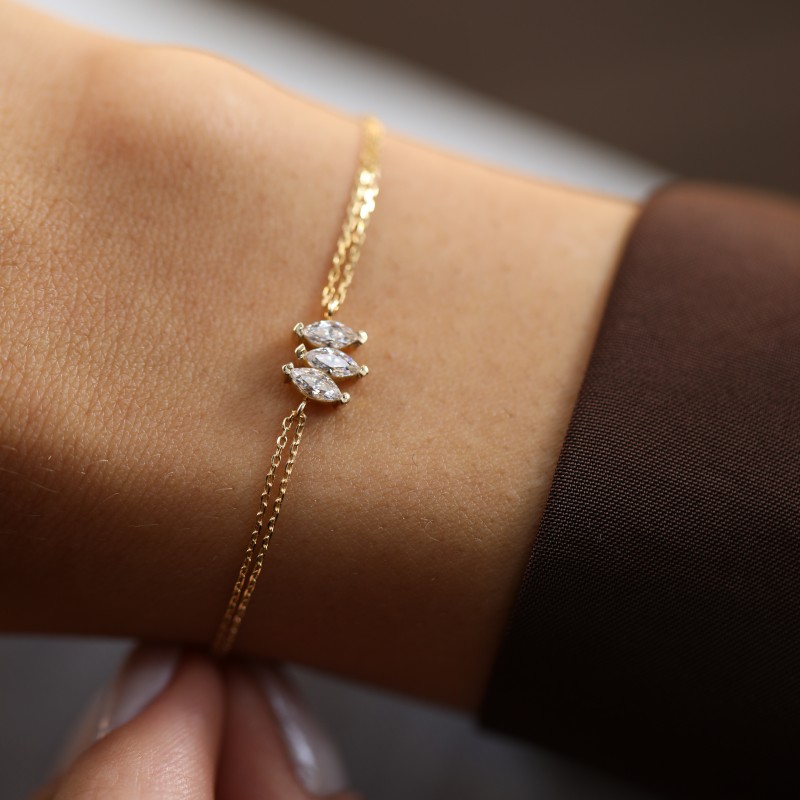 Tria Leaf Altın Bileklik