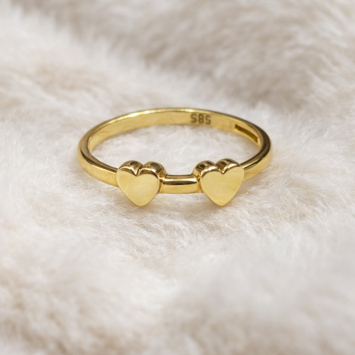 Lâl İkili Kalp Yüzük