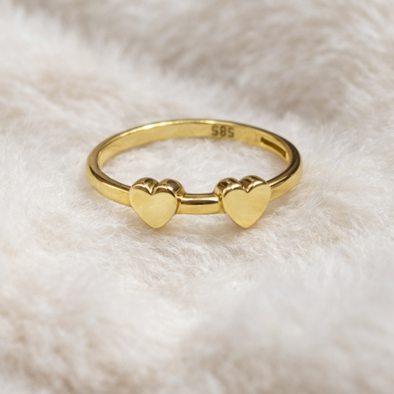 Lâl İkili Kalp Yüzük