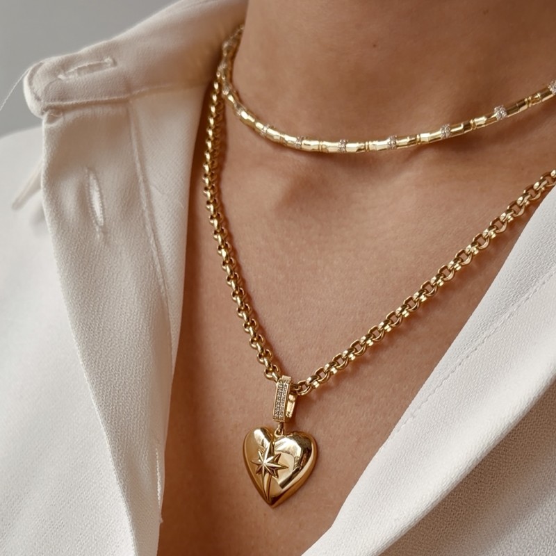 Lâl Kuzey Yıldızı Kalp Kolye