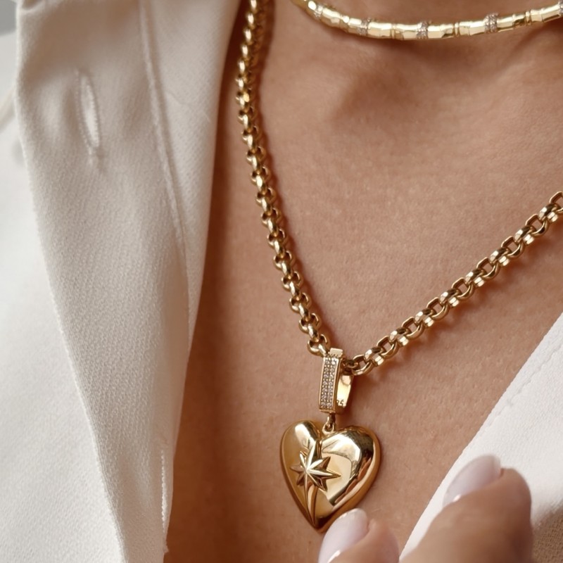 Lâl Kuzey Yıldızı Kalp Kolye