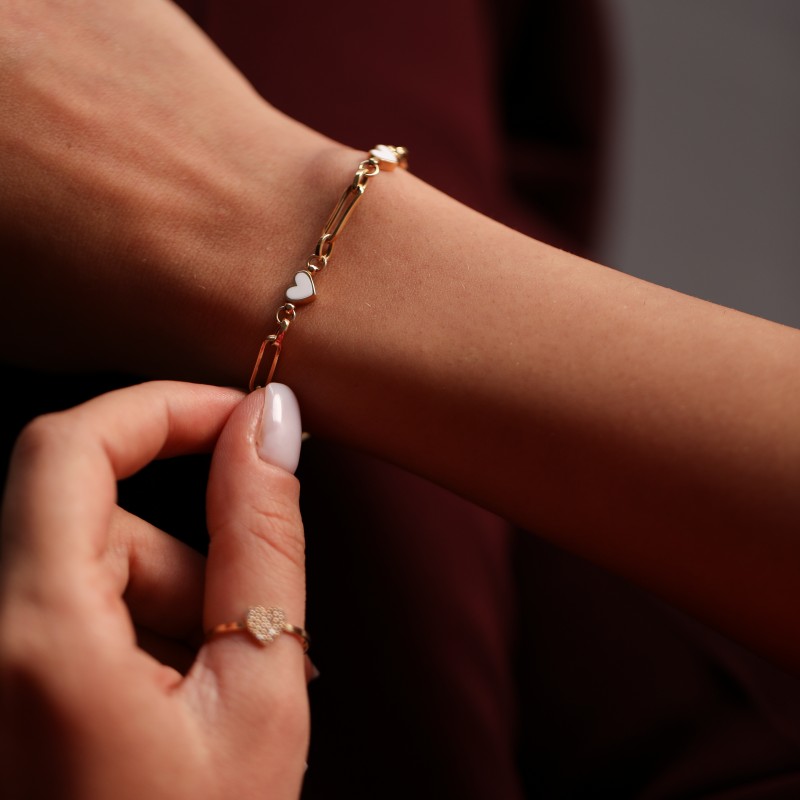 Çift Yön Mineli Kalp Bileklik