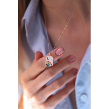 Luna Rainbow Beyaz Altın Kolye