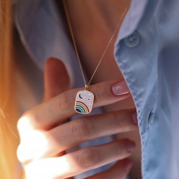 Luna Rainbow Beyaz Altın Kolye
