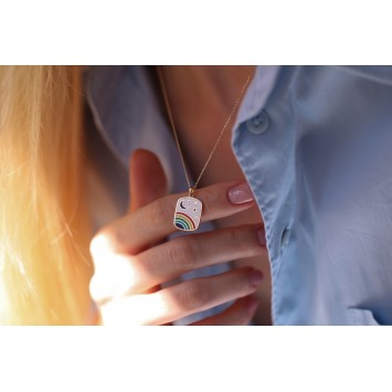 Luna Rainbow Beyaz Altın Kolye